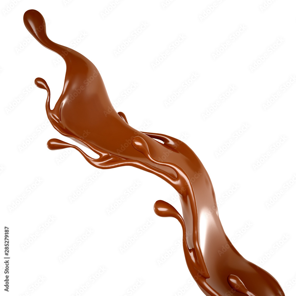 Splash of chocolate 3d illustration, 3d rendering. Splash of chocolate 3d illustration, 3d rendering.