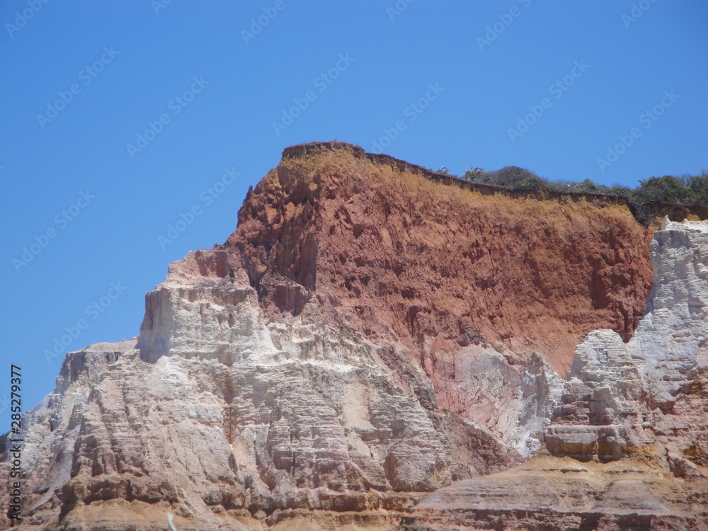A beautiful view of the cliffs of Gunga Beach in Alagoas, Brazil.