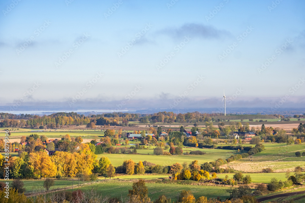 Beautiful countryside landscape view with autumn colors