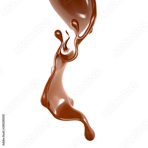 Splash of chocolate 3d illustration, 3d rendering.