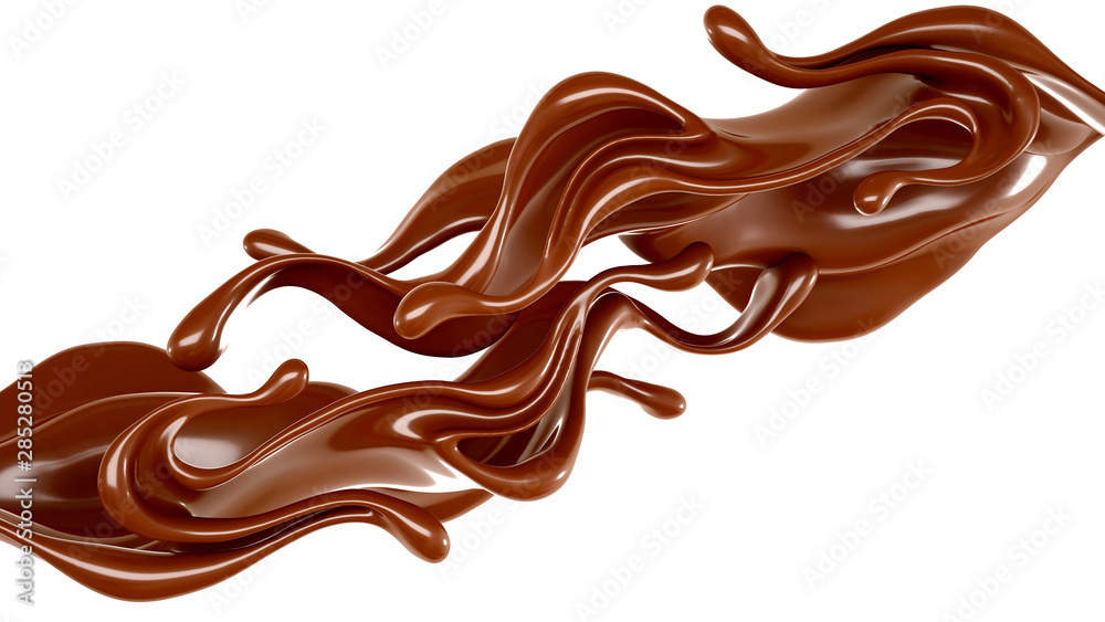 Splash of chocolate 3d illustration, 3d rendering. Splash of chocolate 3d illustration, 3d rendering.