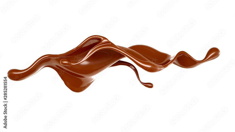 Splash of chocolate 3d illustration, 3d rendering. Splash of chocolate 3d illustration, 3d rendering.