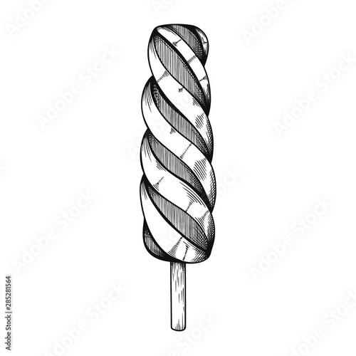 Realistic sketch of ice cream on a stick. Vector illustration