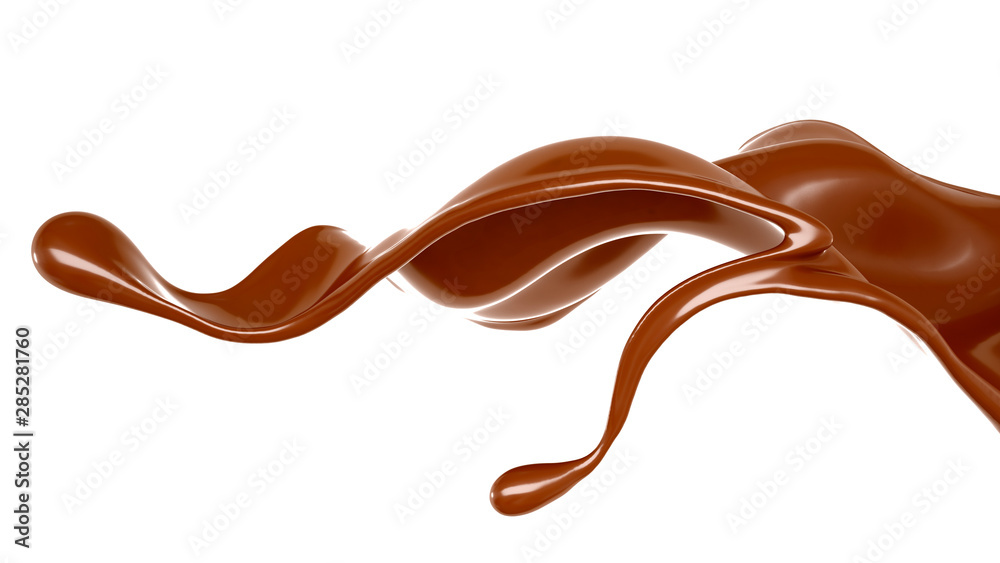 Splash of chocolate 3d illustration, 3d rendering. Splash of chocolate 3d illustration, 3d rendering.