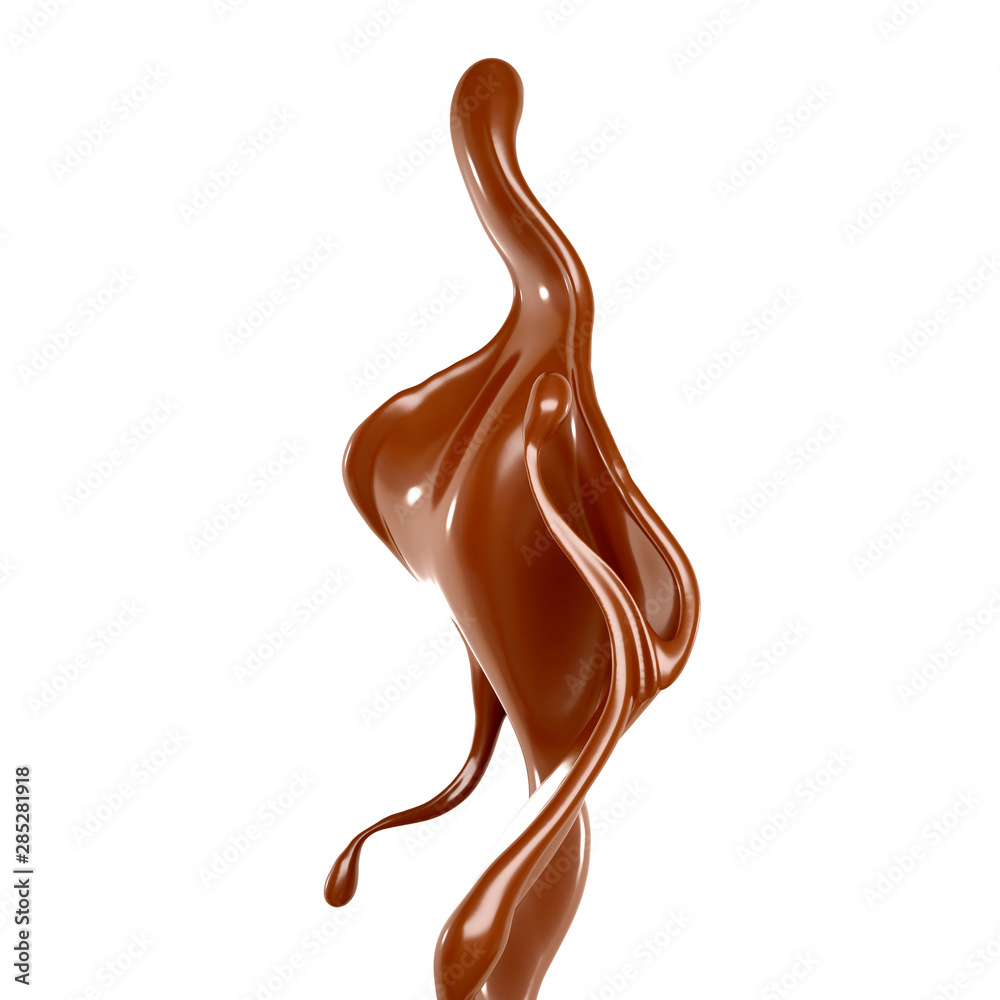 Splash of chocolate 3d illustration, 3d rendering. Splash of chocolate 3d illustration, 3d rendering.