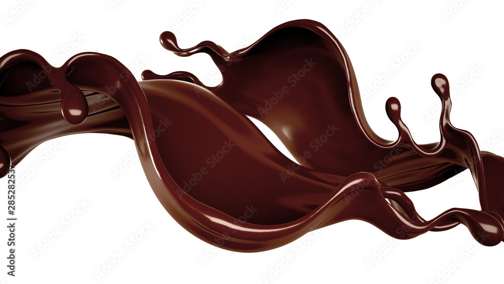 Splash of chocolate 3d illustration, 3d rendering. Splash of chocolate 3d illustration, 3d rendering.