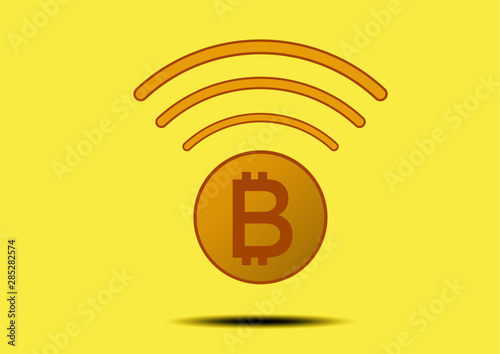 Wireless logo combined with bitcoin