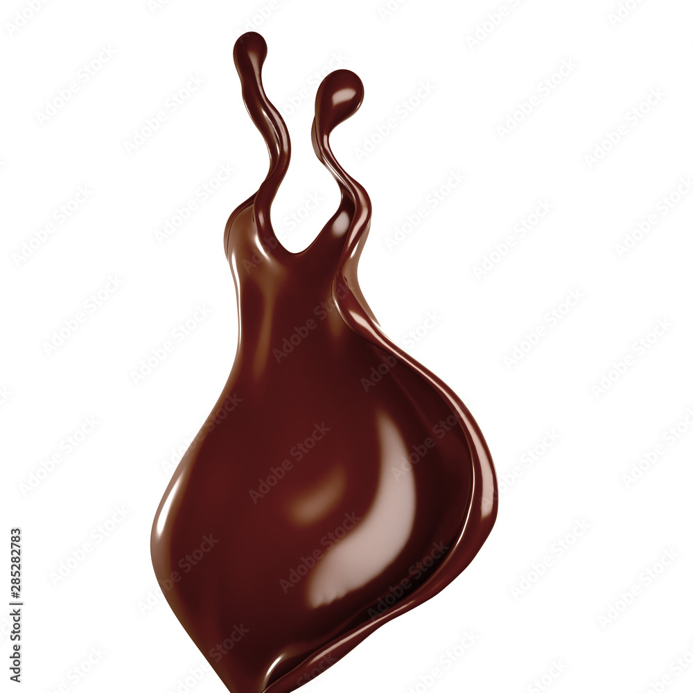 Splash of chocolate 3d illustration, 3d rendering. Splash of chocolate 3d illustration, 3d rendering.