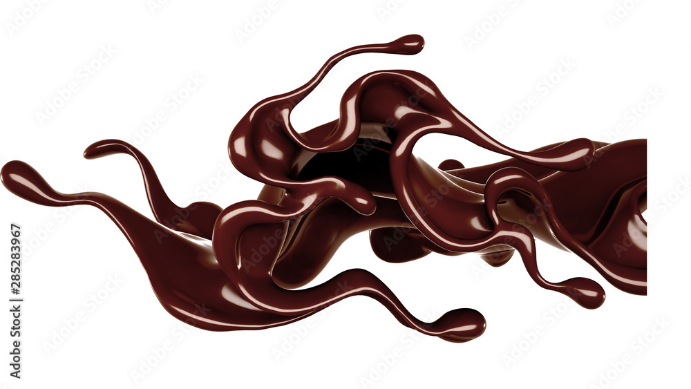 Splash of chocolate 3d illustration, 3d rendering. Splash of chocolate 3d illustration, 3d rendering.