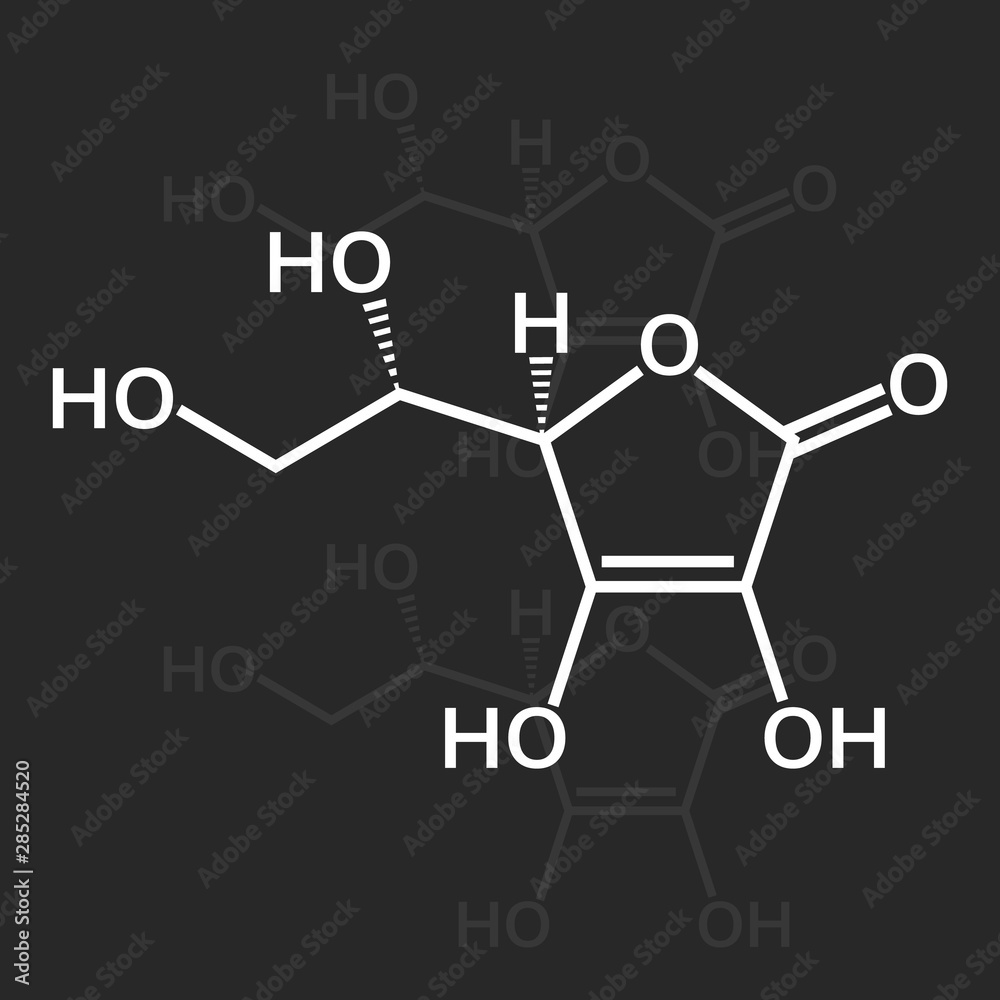 Ascorbic acid or vitamin C chemical formula