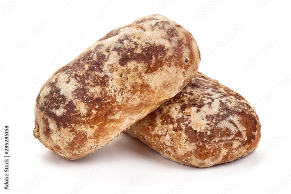 Home baked gingerbread biscuits, isolated on white background Home baked gingerbread biscuits, isolated on white background