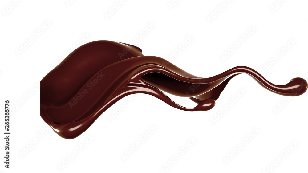 Splash of chocolate 3d illustration, 3d rendering. Splash of chocolate 3d illustration, 3d rendering.