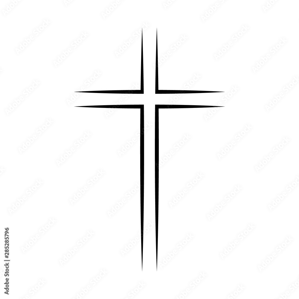 Gray Christian cross icon. Simple Christian cross Gray Christian cross icon. Simple Christian cross