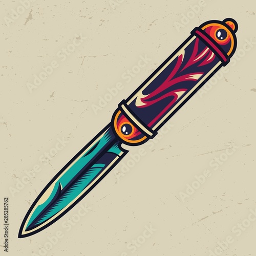Vintage colorful elegant pocket knife