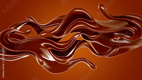 Splash of chocolate 3d illustration, 3d rendering.