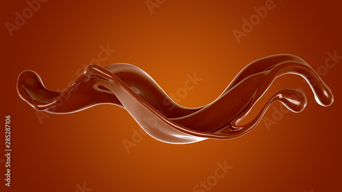 Splash of chocolate 3d illustration, 3d rendering.