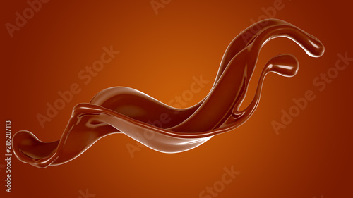 Splash of chocolate 3d illustration, 3d rendering.