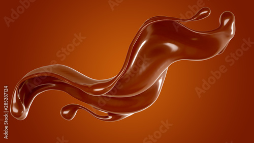 Splash of chocolate 3d illustration, 3d rendering.