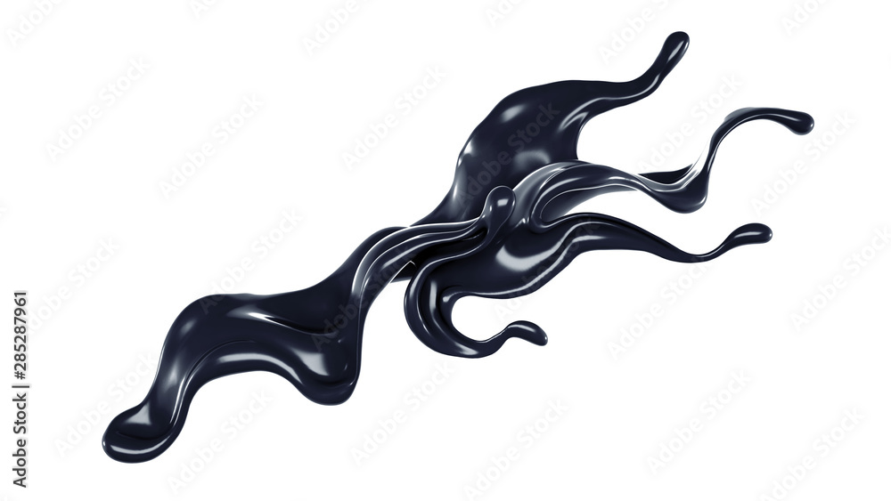 Fototapeta premium Splash of black liquid. 3d illustration, 3d rendering.