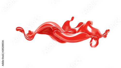 Splash of thick red fluid. 3d illustration, 3d rendering.