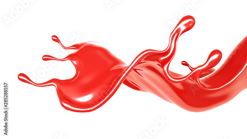 Splash of thick red fluid. 3d illustration, 3d rendering.