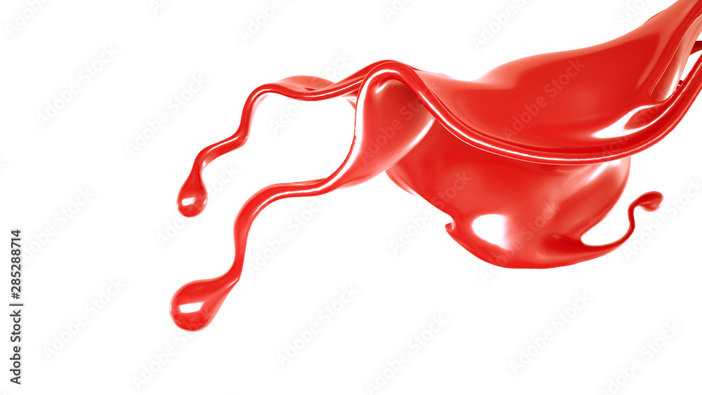 Splash of thick red fluid. 3d illustration, 3d rendering. Splash of thick red fluid. 3d illustration, 3d rendering.