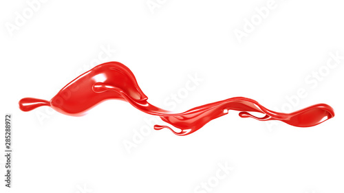 Splash of thick red fluid. 3d illustration, 3d rendering.