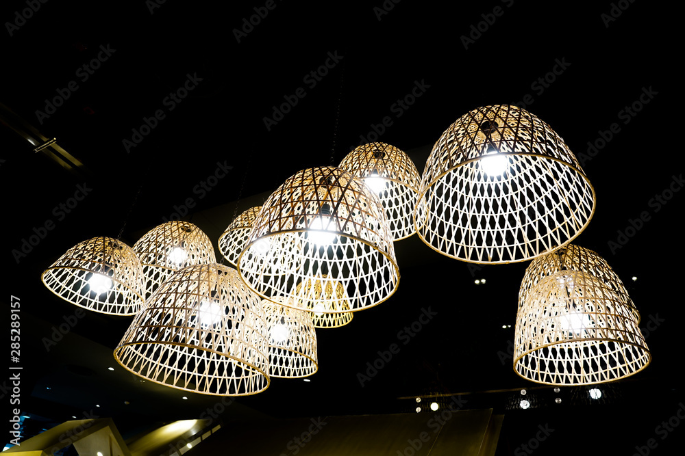 Fototapeta premium Bamboo Handmade lamp, creative style from Thailand.
