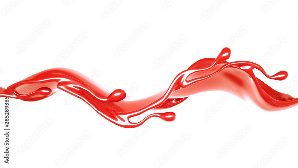 Splash of thick red fluid. 3d illustration, 3d rendering. Splash of thick red fluid. 3d illustration, 3d rendering.