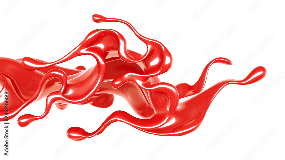 Splash of thick red fluid. 3d illustration, 3d rendering. Splash of thick red fluid. 3d illustration, 3d rendering.