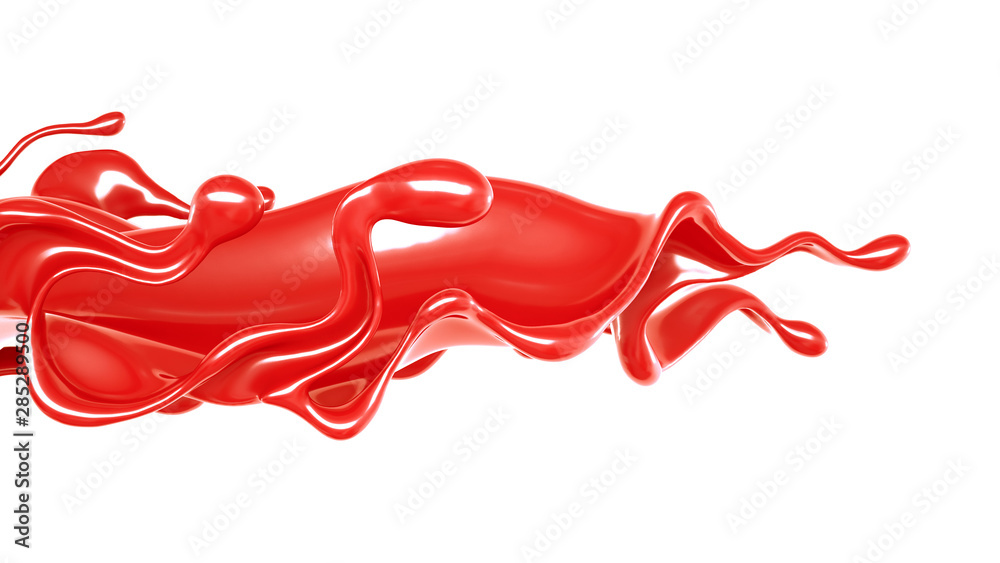 Splash of thick red fluid. 3d illustration, 3d rendering. Splash of thick red fluid. 3d illustration, 3d rendering.