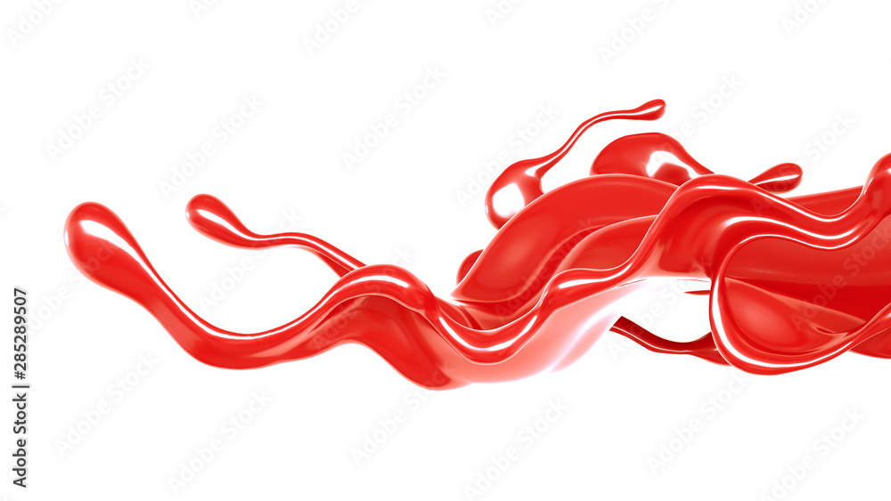 Splash of thick red fluid. 3d illustration, 3d rendering. Splash of thick red fluid. 3d illustration, 3d rendering.