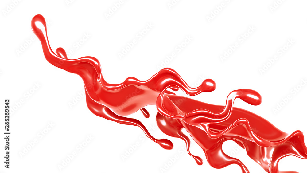 Splash of thick red fluid. 3d illustration, 3d rendering. Splash of thick red fluid. 3d illustration, 3d rendering.