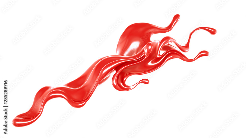 Splash of thick red fluid. 3d illustration, 3d rendering. Splash of thick red fluid. 3d illustration, 3d rendering.