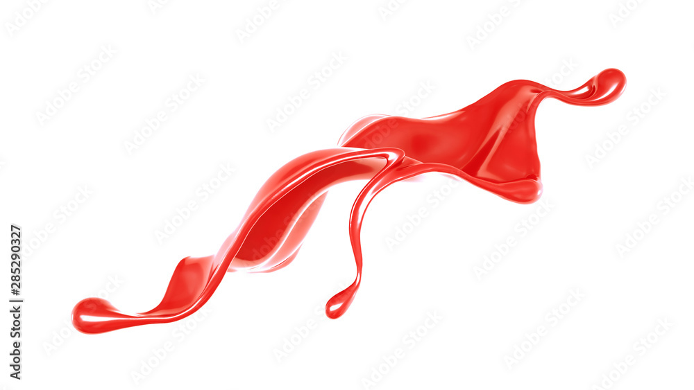 Splash of thick red fluid. 3d illustration, 3d rendering.