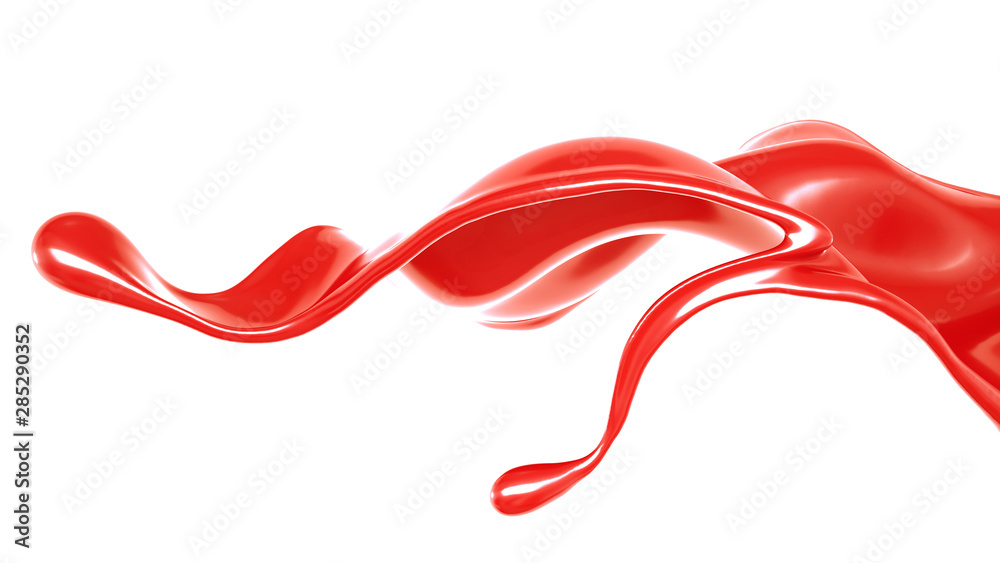 Splash of thick red fluid. 3d illustration, 3d rendering. Splash of thick red fluid. 3d illustration, 3d rendering.