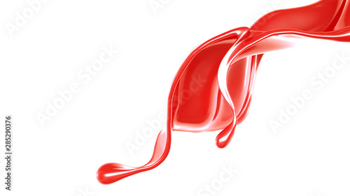 Splash of thick red fluid. 3d illustration, 3d rendering.
