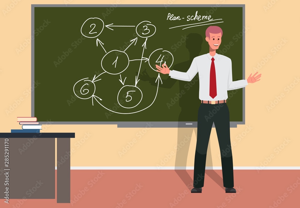 Teacher giving a presentation to employees, Vector Teacher giving a presentation to employees, Vector