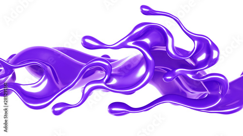 Splash of thick purple liquid. 3d illustration, 3d rendering.