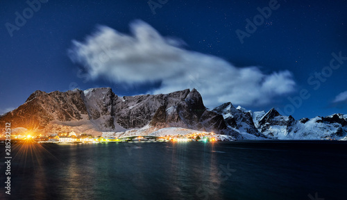 Landscape of Norway lofotens at night