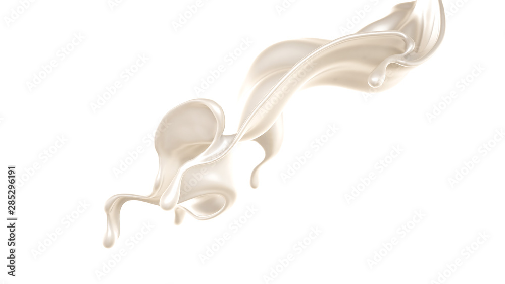 Splash of thick white liquid, milk. 3d illustration, 3d rendering. Splash of thick white liquid, milk. 3d illustration, 3d rendering.