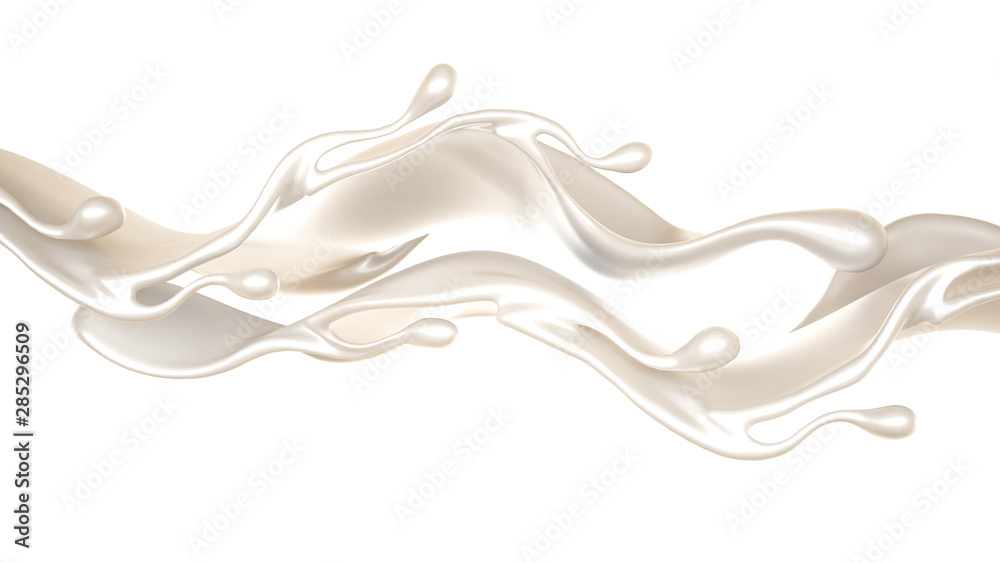 Splash of thick white liquid, milk. 3d illustration, 3d rendering. Splash of thick white liquid, milk. 3d illustration, 3d rendering.