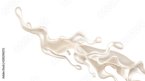 Splash of thick white liquid, milk. 3d illustration, 3d rendering.