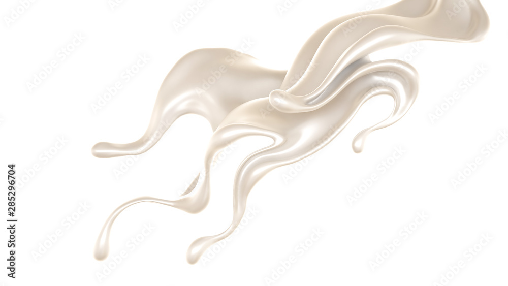 Splash of thick white liquid, milk. 3d illustration, 3d rendering. Splash of thick white liquid, milk. 3d illustration, 3d rendering.