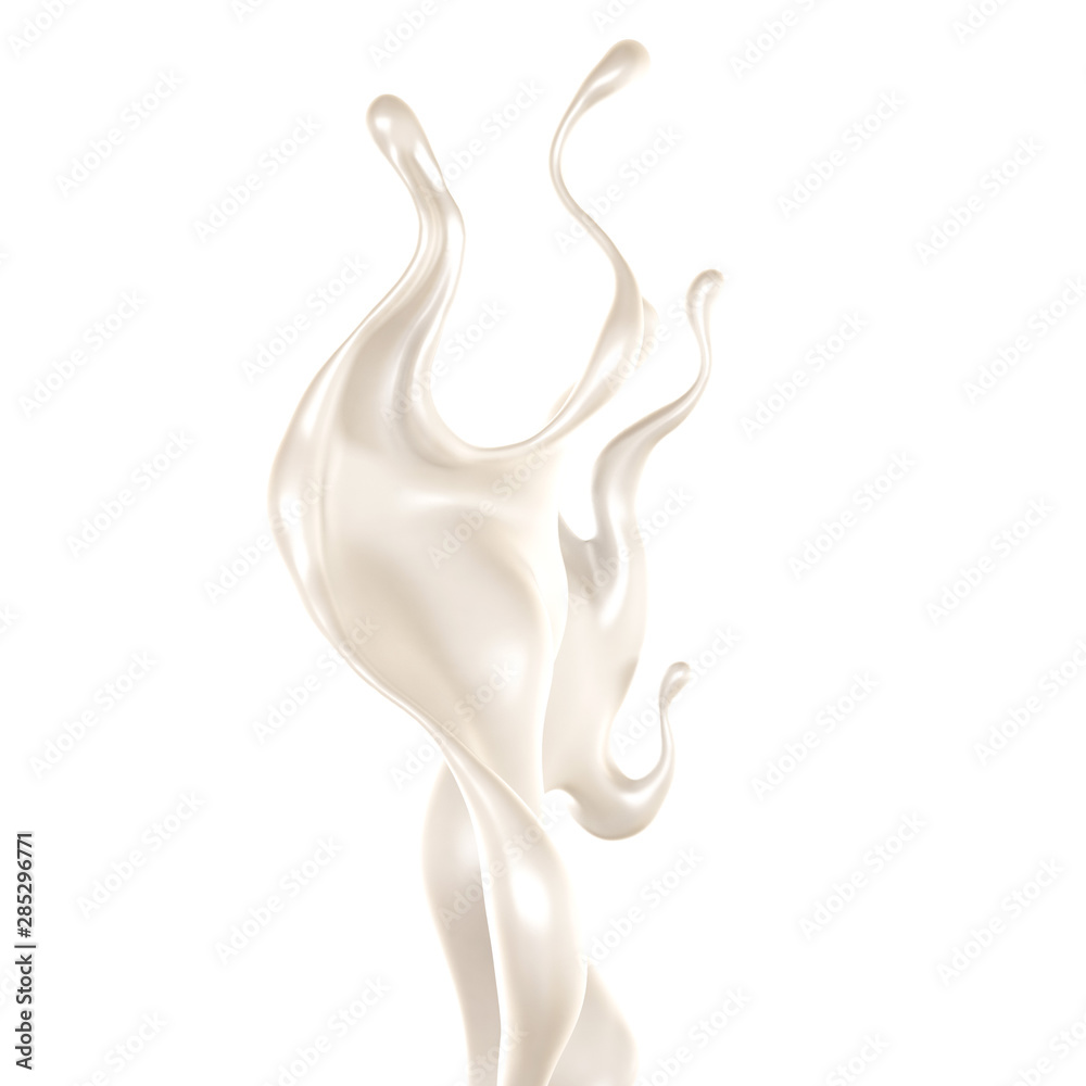 Splash of thick white liquid, milk. 3d illustration, 3d rendering. Splash of thick white liquid, milk. 3d illustration, 3d rendering.
