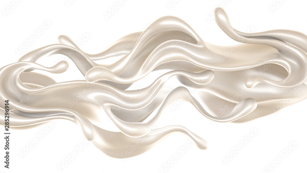 Splash of thick white liquid, milk. 3d illustration, 3d rendering. Splash of thick white liquid, milk. 3d illustration, 3d rendering.