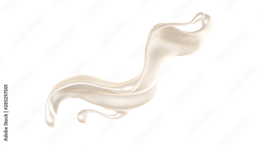 Splash of thick white liquid, milk. 3d illustration, 3d rendering. Splash of thick white liquid, milk. 3d illustration, 3d rendering.