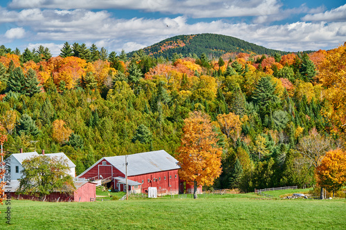 Farm with barn at sunny autumn day in Vermont, USA © haveseen