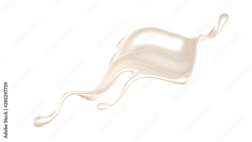 Splash of thick white liquid, milk. 3d illustration, 3d rendering. Splash of thick white liquid, milk. 3d illustration, 3d rendering.