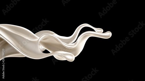 Fototapeta Naklejka Na Ścianę i Meble -  Splash of thick white liquid, milk. 3d illustration, 3d rendering.